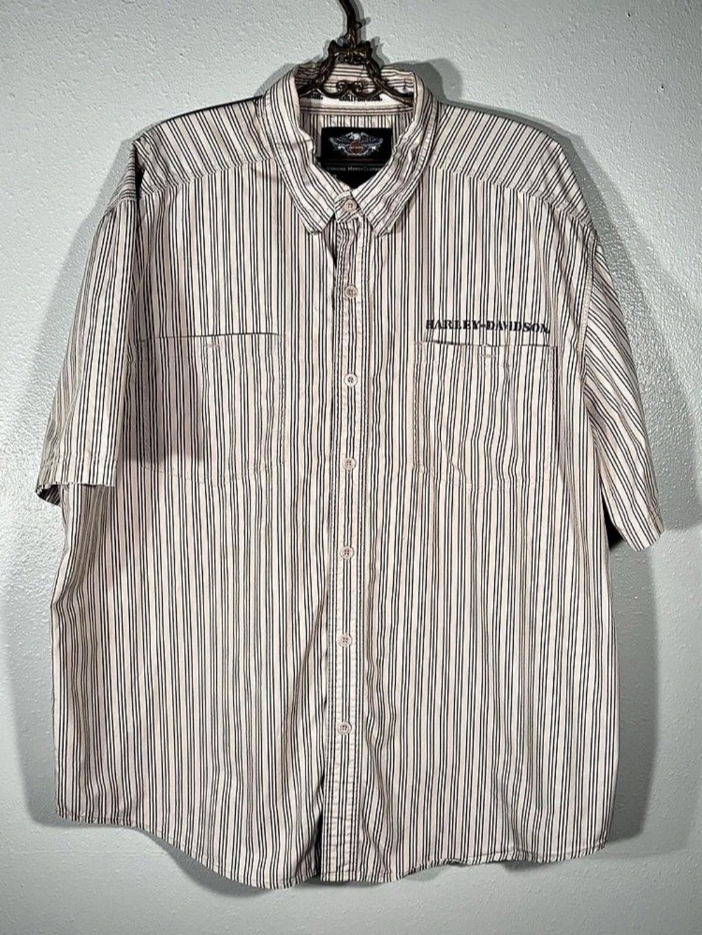 Harley-Davidson Genuine MotorClothes Striped Cotton Shirt 2XL Like New